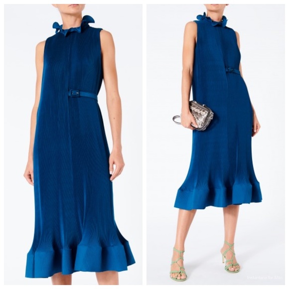 tibi black pleated dress